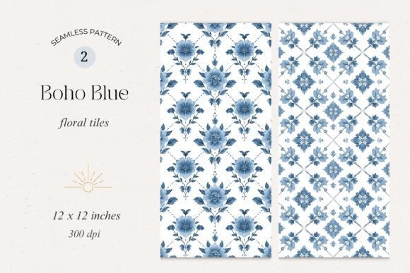 Boho Blue Floral Tile Seamless Patterns: A Timeless Design for Modern Spaces