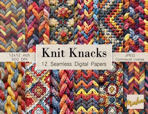 Colorful Autumn Knits Seamless Patterns