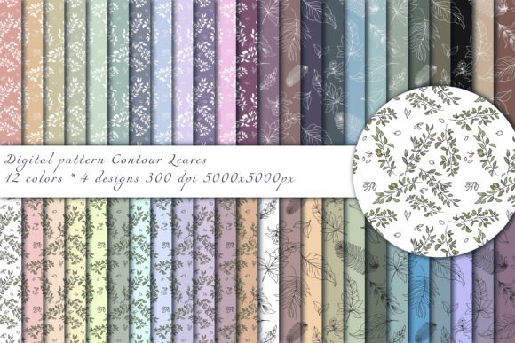 Contour Leaves Set Seamless Patterns: A Versatile Design Asset for Creative Projects