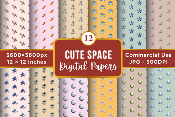 Cute Space Digital Paper Patterns: A Must-Have for Creative Projects