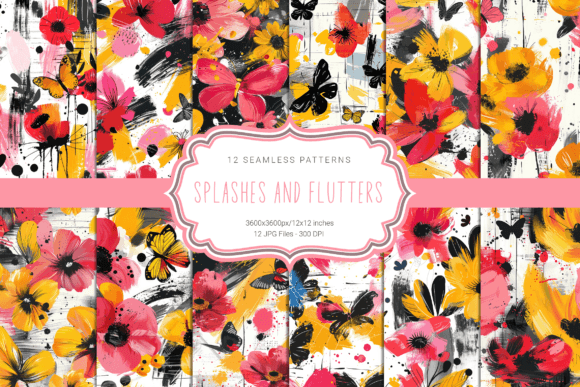 Flutters and Splashes Seamless Patterns