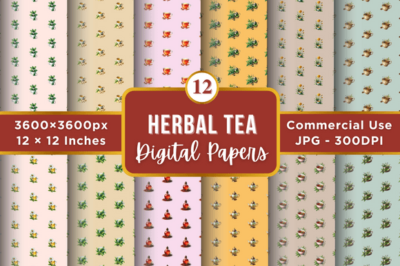 Herbal Tea Digital Paper Patterns