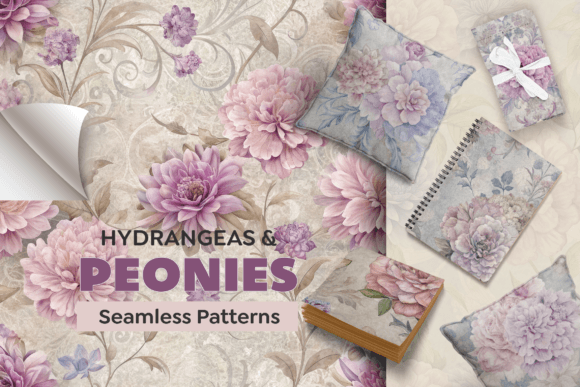 Hydrangeas Peonies Seamless Patterns: A Versatile Design Resource for Creative Projects