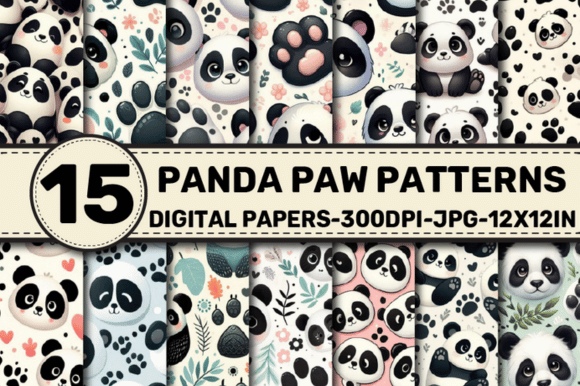 Panda Paw Patterns Digital Papers: A Versatile Resource for Creative Projects