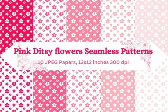 Pink Ditsy Flowers 10 Seamless Patterns: A Versatile Design Asset for Creatives