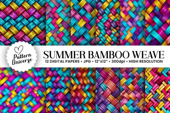 Summer Bamboo Weave Seamless Patterns