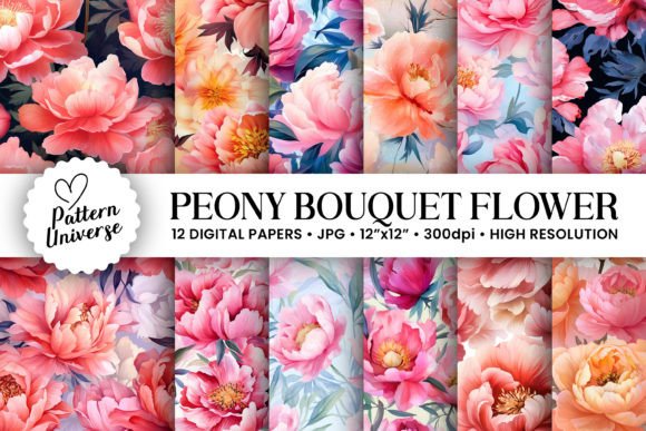 Summer Peony Bouquet Flower Patterns for Creative Projects