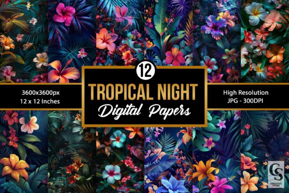 Summer Tropical Floral Night Patterns