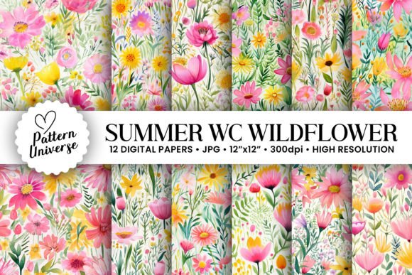 Summer Watercolor Wildflower Patterns: A Versatile Digital Asset for Creative Projects