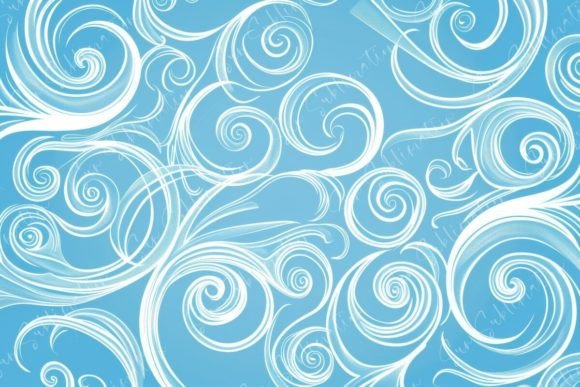 Swirling White Patterns on Blue