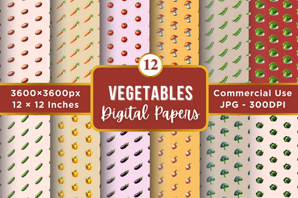 Vegetables Digital Paper Patterns: A Creative Resource for Modern Designers and Crafters