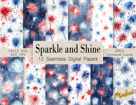 Watercolor 4th of July Sparkler Patterns: A Vibrant Addition to Your Creative Toolkit
