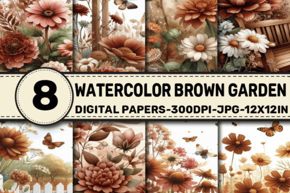 Watercolor Brown Garden Patterns for Creative Projects and Everyday Use