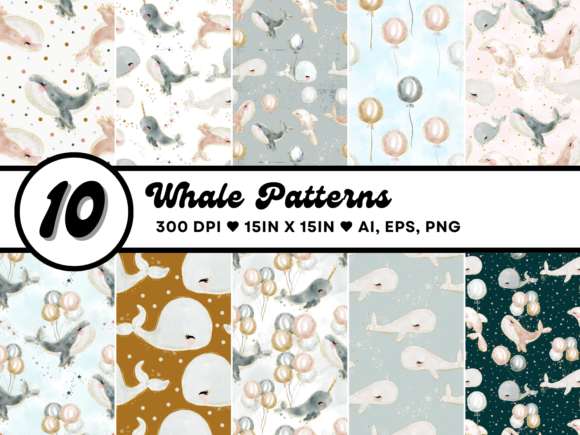Watercolor Whale Patterns: A Versatile Design Element for Creative Projects