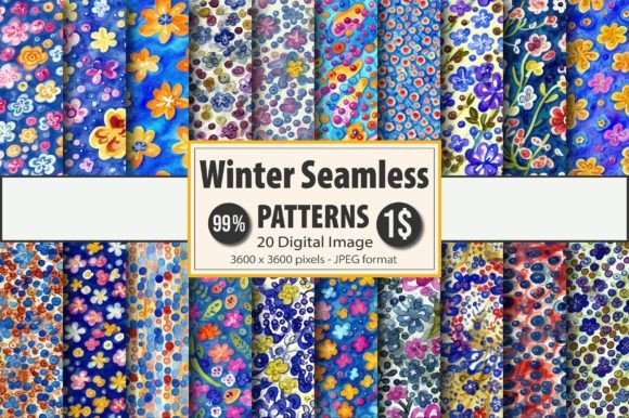 Winter Seamless Patterns Digital Papers